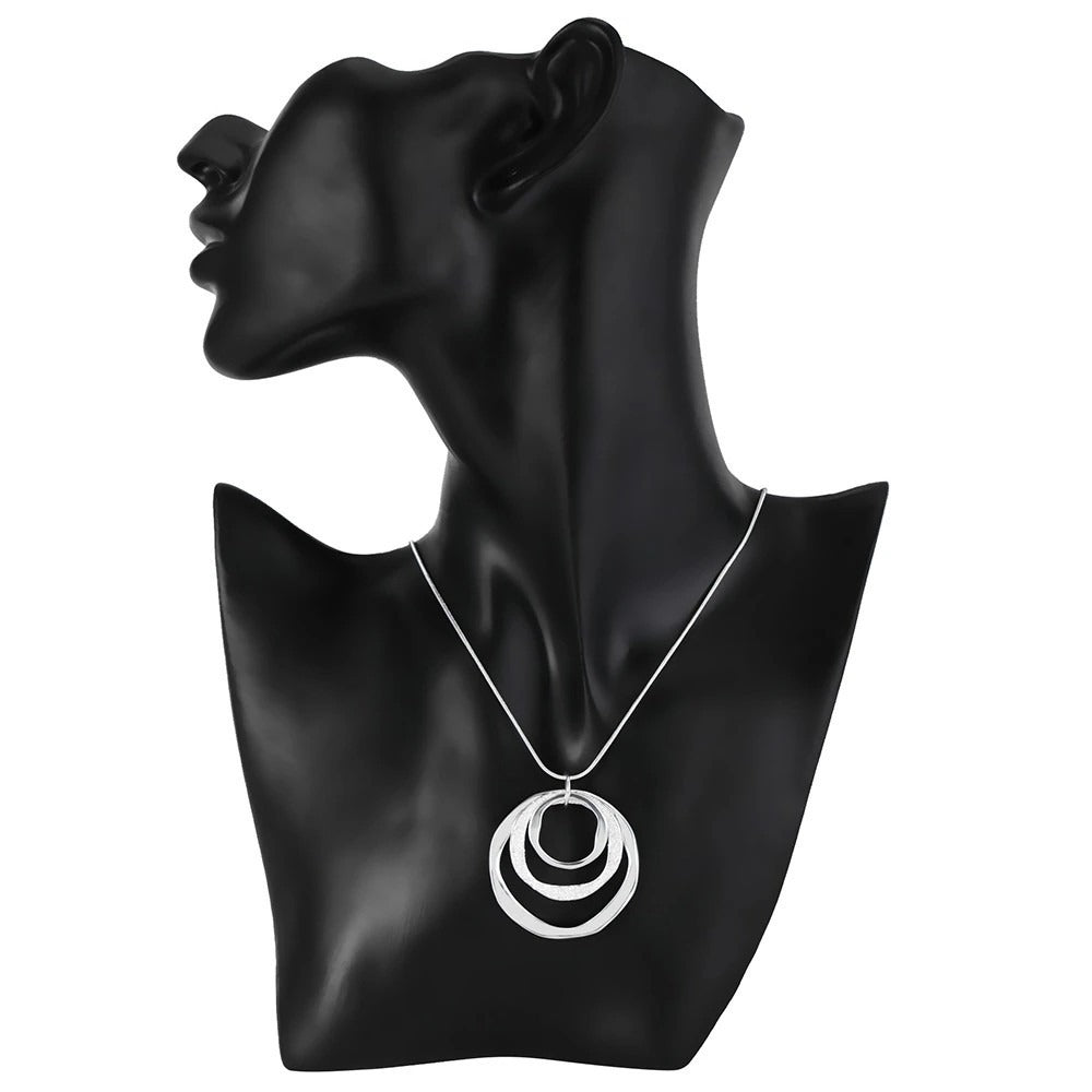 Saviah Lane Silver Abstract Circle Trio Pendant Necklace Gift Packaged