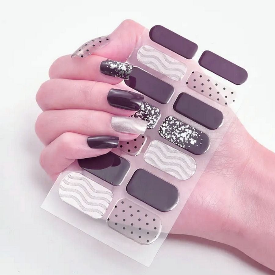 Raquel My Sweet Deep Purple Self Adhesive Nail Polish Strips Gift Packaged