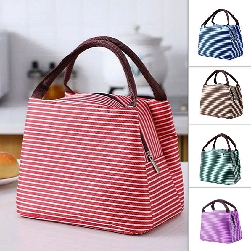 Blakely Classic Small Red Oxford Striped Insulated Lunch Bag Gift Packaged